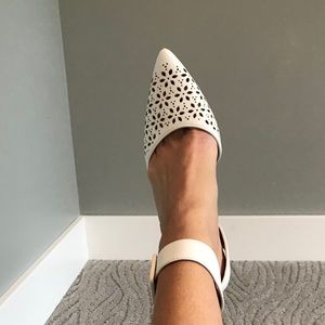 Sam Edelman white 3 inch heels with ankle strap